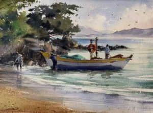 Fishermen, Brazil painting, de Galina Gomzina.
