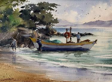 Fishermen, Brazil painting, de Galina Gomzina.